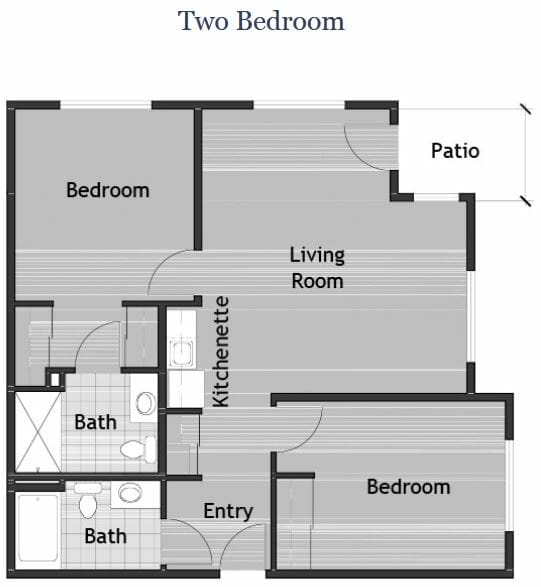 Two Bedroom Floor Plan at Scholl Canyon Estates