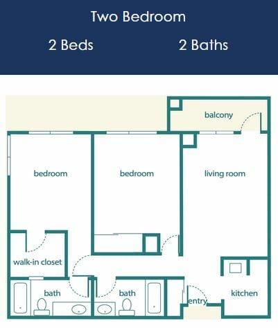 Two Bedroom Floor Plan at Pacifica Senior Living Menifee