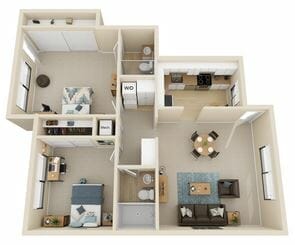Two Bedroom Floor Plan at The Reserve at Thousand Oaks