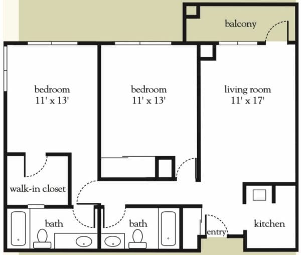 Two Bedroom Floor Plan at Pacifica Senior Living Menifee