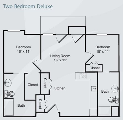Two Bedroom Deluxe Floor Plan