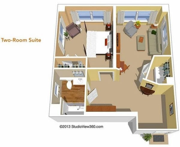 Two Room Floor Plan at Sunrise at Beverly Hills
