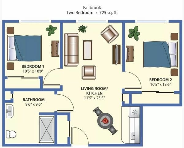 Two Bedroom Floor Plan at Regency Fallbrook