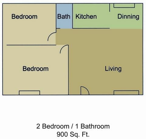 Two Bedroom Floor Plan at Heritage Park at Monrovia