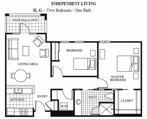 Two Bedroom Independent Living Floor Plan at Maravilla