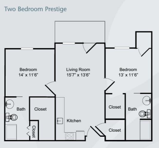 Two Bedroom Prestige Floor Plan