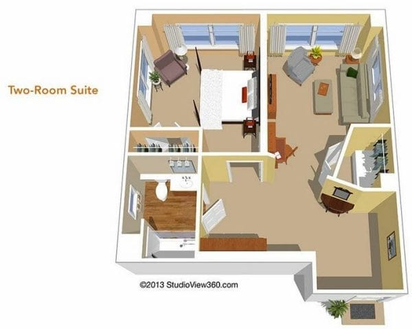 Two Bedroom Suite Floor Plan at Sunrise at San Marino