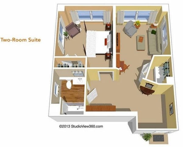 Two Bedroom Suite Floor Plan at Sunrise at Alta Loma