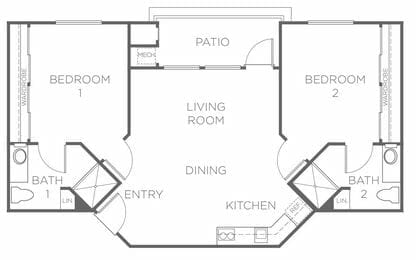 Two Bedroom Floor Plan at Park Terrace