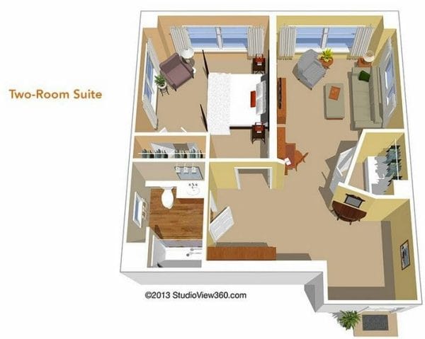 Two Room Suite Floor Plan at Sunrise at Claremont