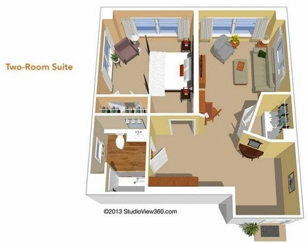 Two Room Suite Floor Plan at Sunrise of Santa Monica