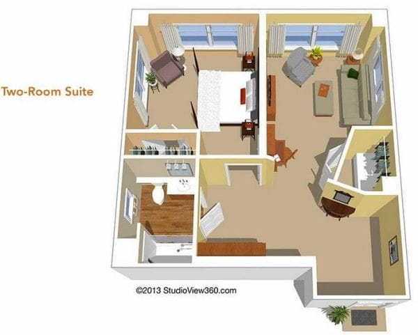 Two Room Suite Floor Plan at Sunrise of West Hills