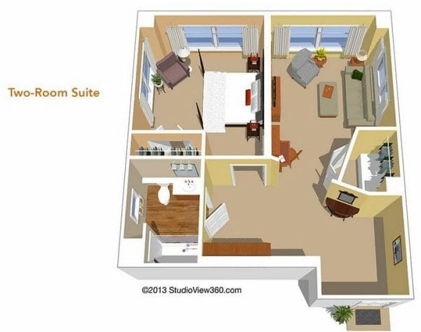Two Room Suite Floor Plan at Sunrise of Woodland Hills