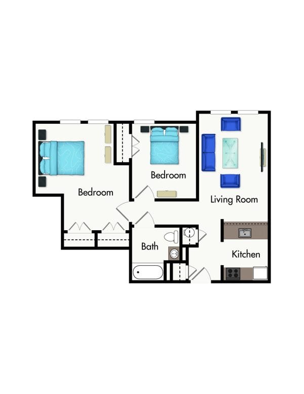 Cromwell House Apartments two bedroom floor plan
