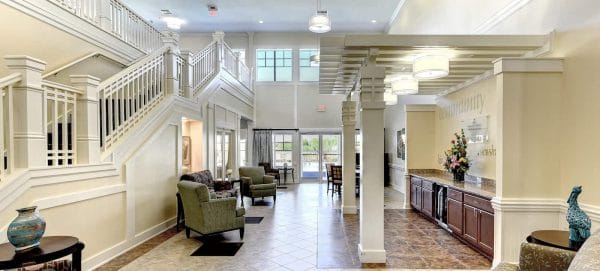 Waters Edge of Lake Wales lobby with staircase