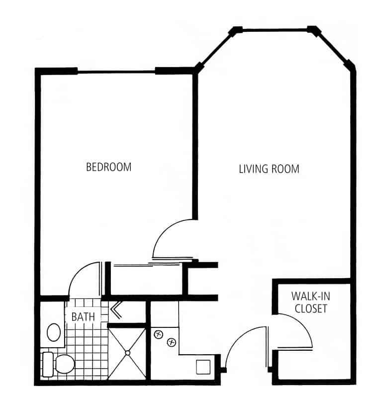 West Shores 1 bedroom deluxe floor plan