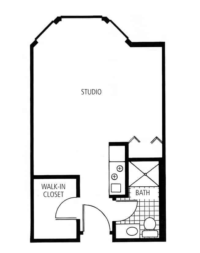 West Shores studio deluxe floor plan