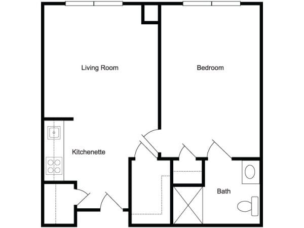 The Linden at Woodbridgeone bedroom floor plan
