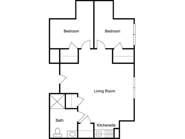 The Linden at Woodbridge two bedroom floor plan