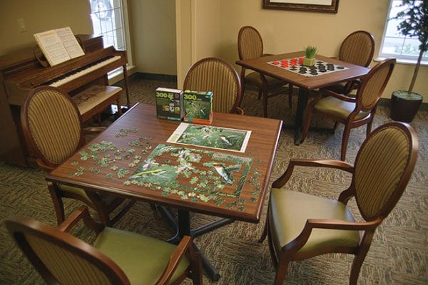 ctivity room with working puzzles in Brookdale Absaroka