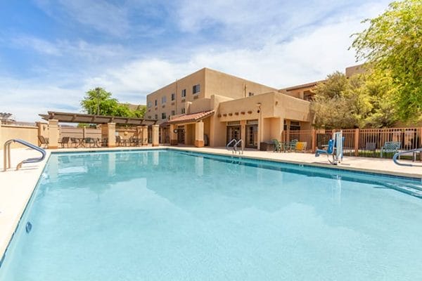 Outdoor swimming pool on the grounds of Brookdale Apache Junction