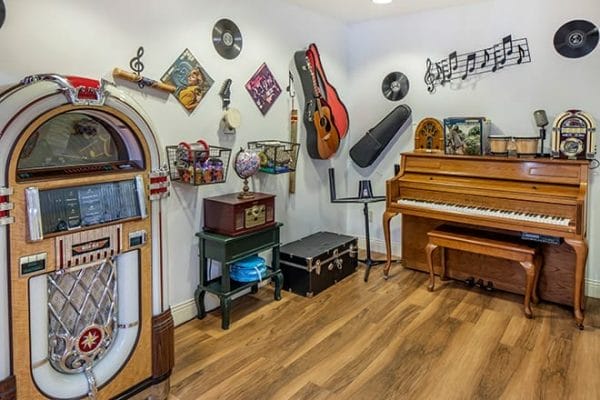 Music Room with Jukebox and Piano at Brookdale Corona