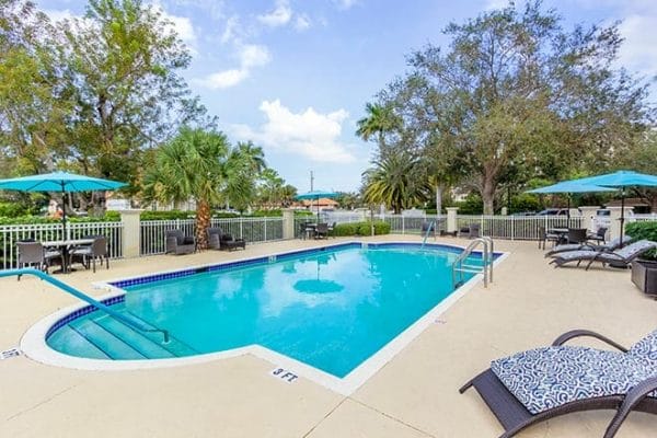Outdoor swimming pool at Brookdale North Naples