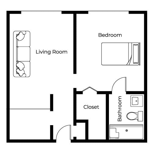 Harbison Shores AL One Bedroom floor plan