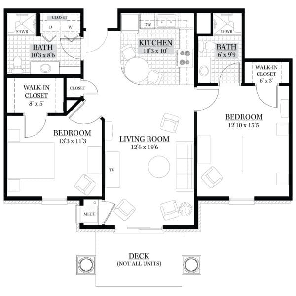 Daniel Pointe Retirement 2 bedroom E floor plan