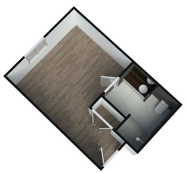 EastChase Senior Living deluxe studio floor plan