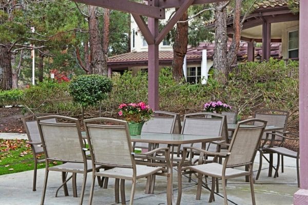 Patio with Seating Area at Sunrise of Mission Viejo