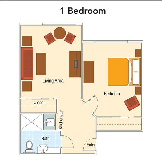 Grand Villa of Dunedin One Bedroom floor plan