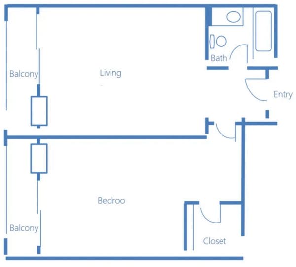 Olive Grove Retirement Community one bedroom floor plan