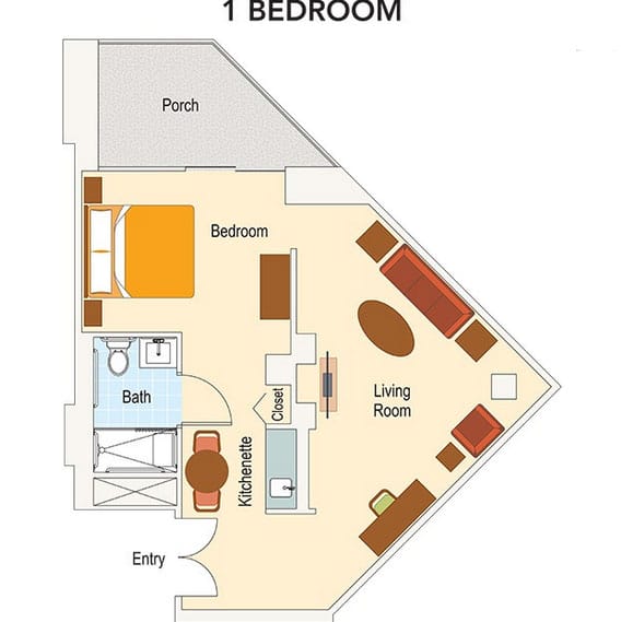 Grand Villa of DeLand One Bedroom floor plan