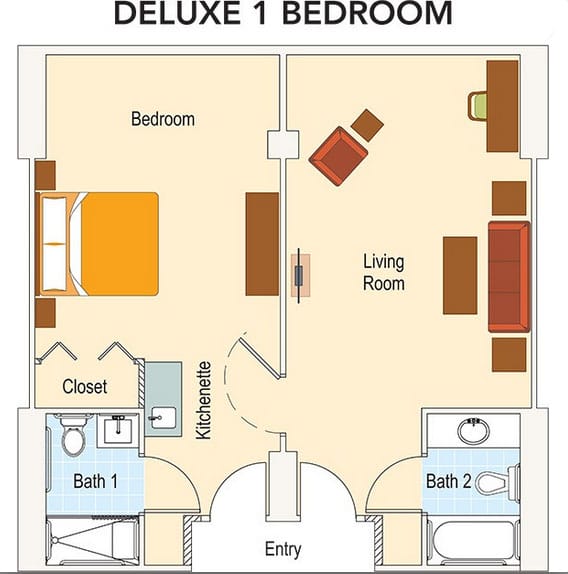 Grand Villa of DeLand Deluxe One Bedroom floor plan