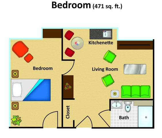 Grand Villa Of Ormond one bedroom floor plan