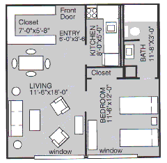 Finlay House one bedroom floor plan