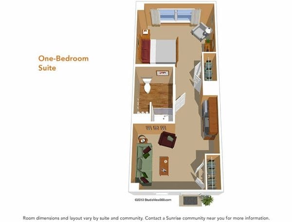 One Bedroom Floor Plan at Sunrise at Bonita