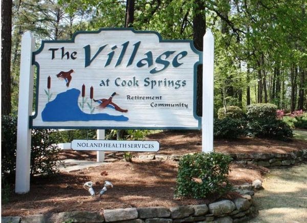 Front entrance sign at Village at Cook Springs