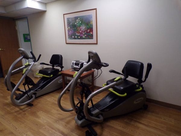 Exercise equipment in the River Oaks of Anoka fitness center