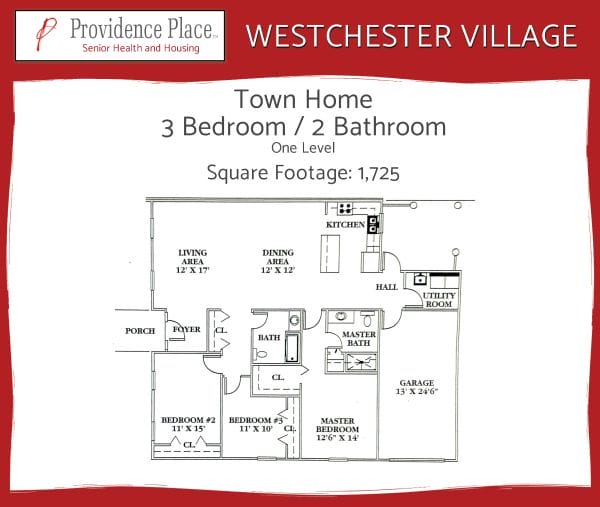 Westchester Village at Providence Place townhome 1 floor plan