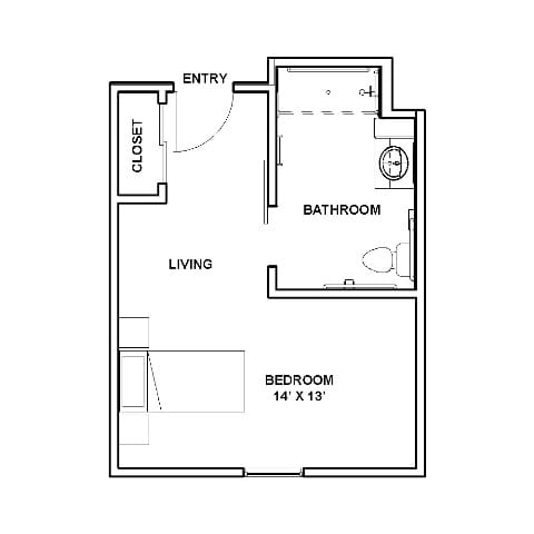 The Cypress Floorplan - Studio apartment in Memory care