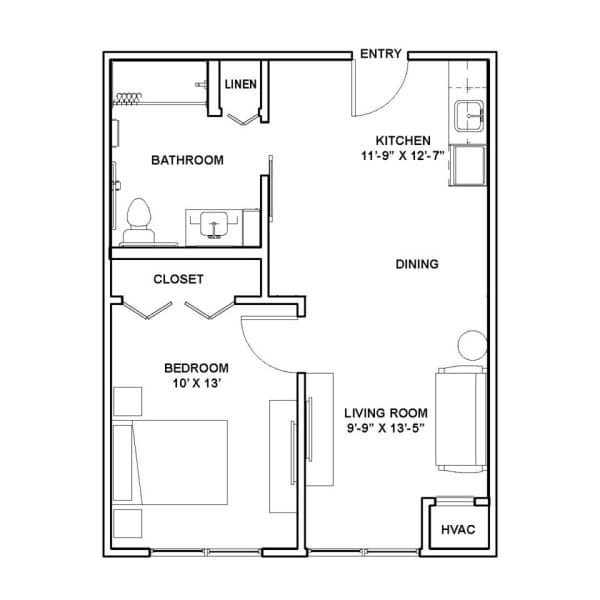 The Jasmine - Assisted Living - One Bedroom Apartment