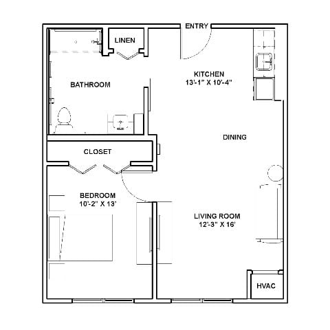 The Sawgrass - Assisted Living - 1 Bedroom Deluxe FloorPlan