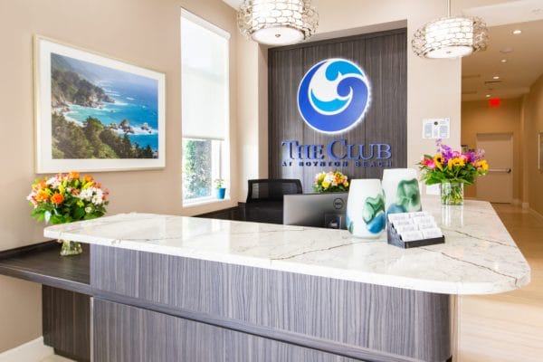 Front desk and reception area in The Club at Boynton Beach
