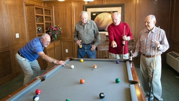 Greenway residents playing pool