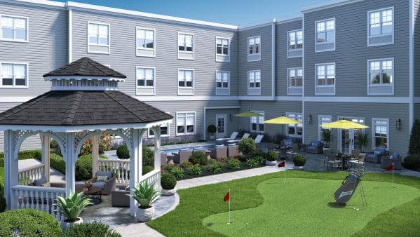 Bristal Assisted Living at Bethpage pool and putting green