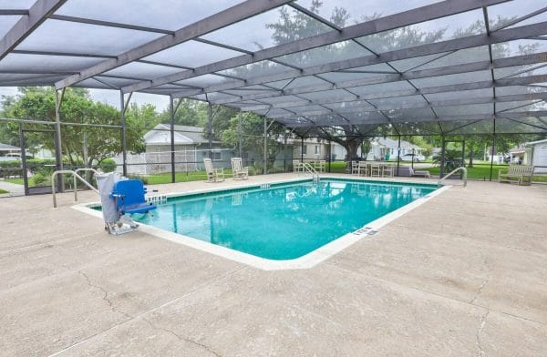 Screened in swimming pool at Alliance Community