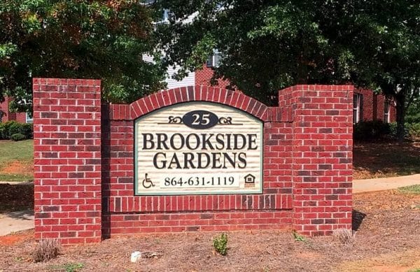 Brookside Gardens brick welcome sign
